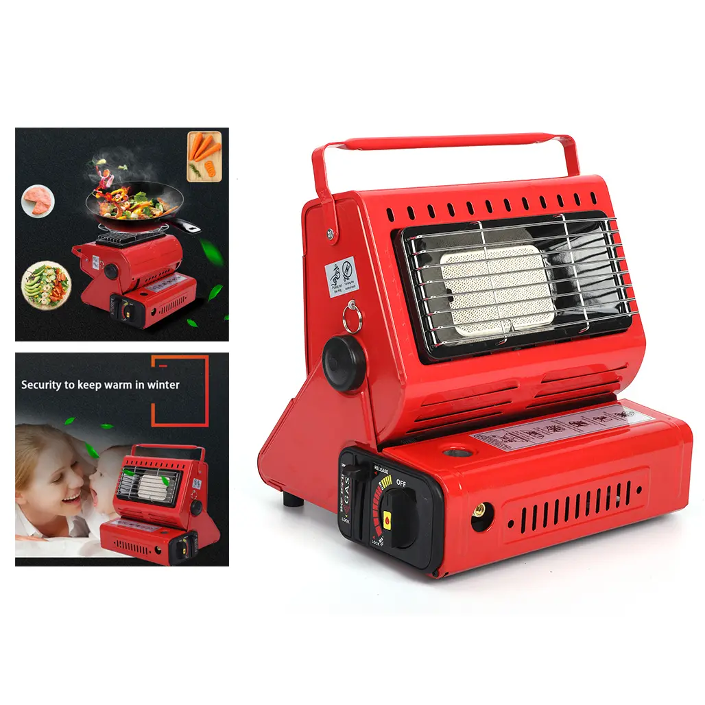 Camping Heater Double Coherent Heat Source Camp - Red Stainless Steel with Supplier Warranty for Personal Heating & Food Warmers