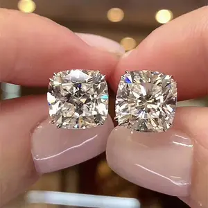 Maxine Women's 4.2ct Crushed Ice Cushion Cut Stud Earrings, 5A Cubic Zirconia Studs Earrings, Anniversary Gift Jewelry