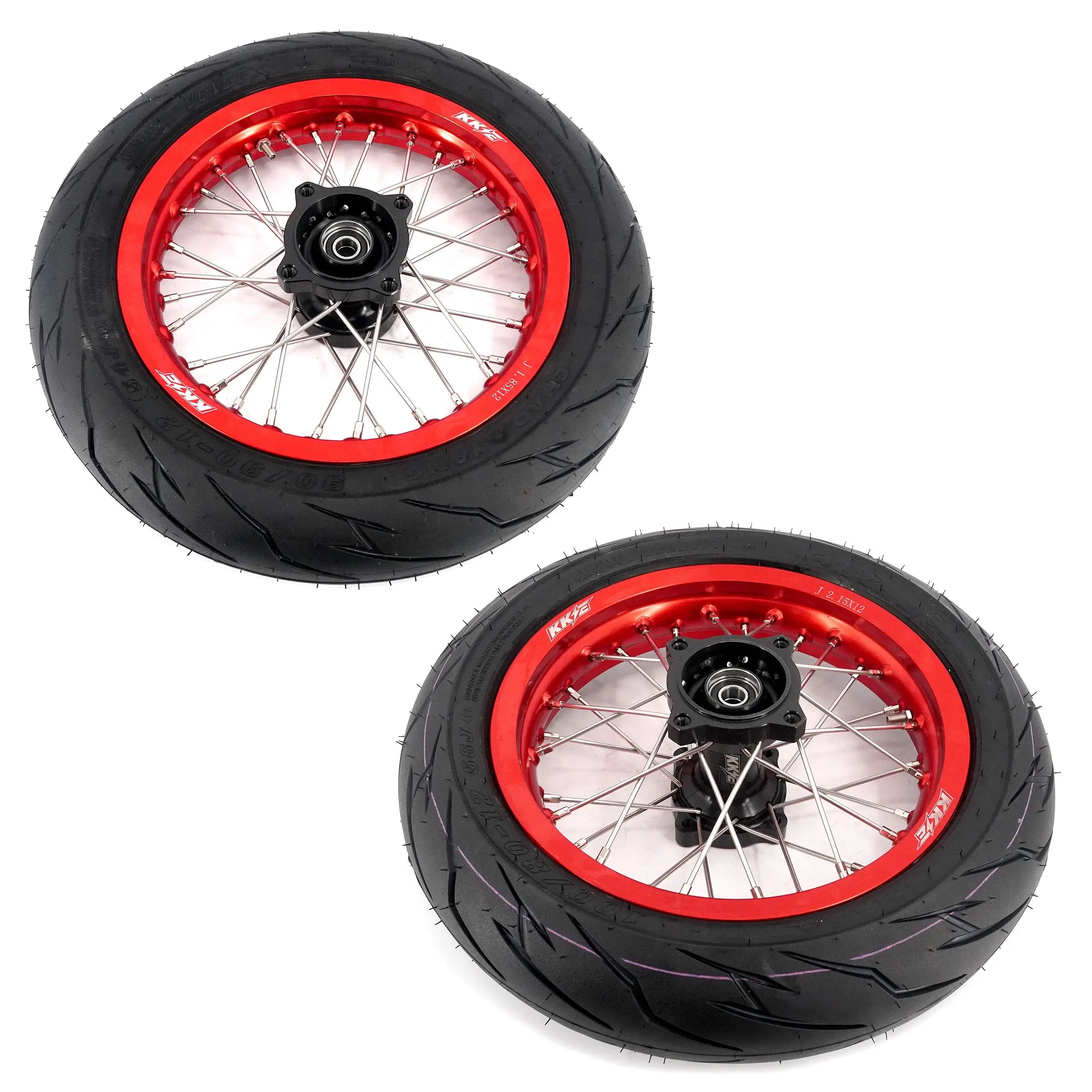 KKE 1.85*12'' & 2.15*12'' E-Bike Mini Wheels Kit with Tires Fit For Rawrr Mantis Mini 2024, Mini R/R17 2025-2026 Red Rims