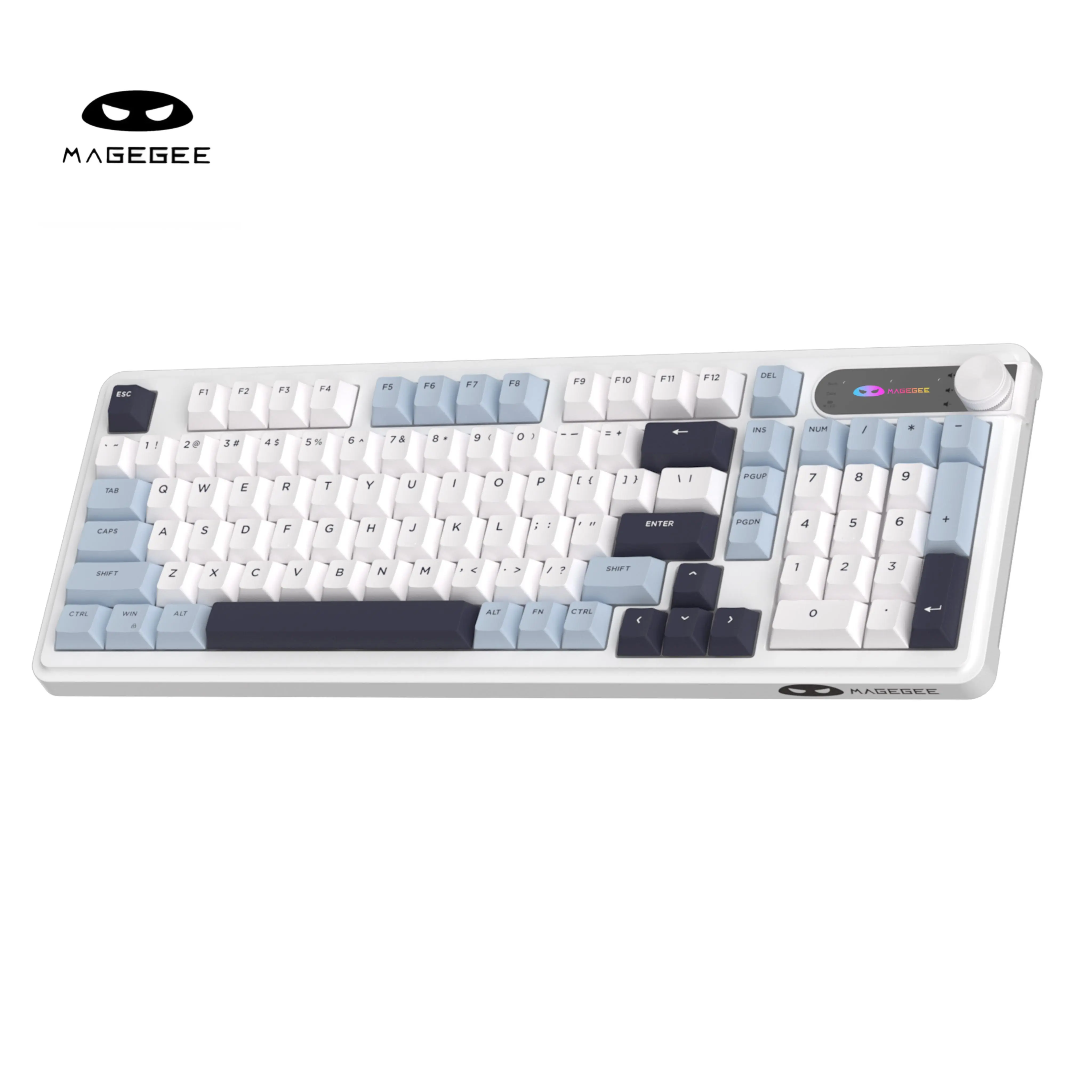 MageGee GK960 Multi-Functional Membrane Keyboard Wired RGB Lighting  Knob Ergonomic OEM Profile Side-Printed Keycaps Dual-System Support for Gaming Office
