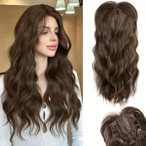 20 Inch Hair Toppers for Women Long Black Curly Wavy Hair Topper Natural Looking Soft Synthetic Hairpieces for Women With Thinning Hair for Daily Use