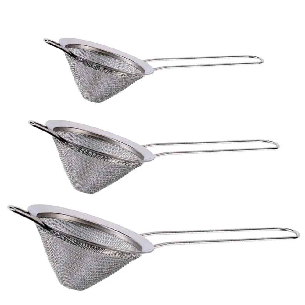 3 Pcs Sturdy Stainless Steel Fine Mesh Strainer Set with Handles, Kitchenware Sieve for Kitchen Baking, Juice Preparation