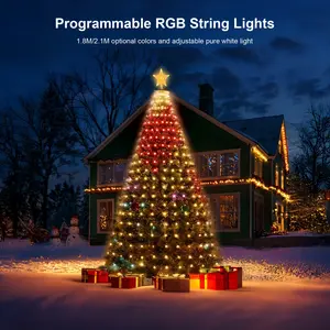 Smart RGB Christmas Tree Lights – 400 LED DIY Text & Pattern Display, Music Sync, App & Remote Control, Waterproof Outdoor/Indoor Holiday Decor for Xmas, Parties & Home
