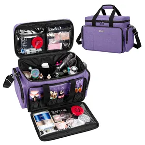 Large Makeup Bag  Bag with Removable Dividers, Travel Makeup Case Holds  and Hair Supplies,