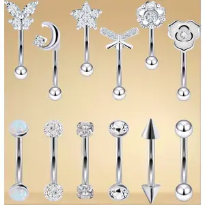 16G Surgical Steel Curved Barbell Rook Daith Piercing Jewelry Hypoallergenic Eyebrow Rings Vertical Labret Lip Piercing for Women Men 6MM 8MM 10MM