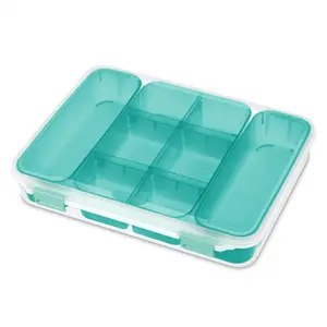 Sterilite Divided Case Stackable Plastic Small Storage Lidded Container, 18 Pack