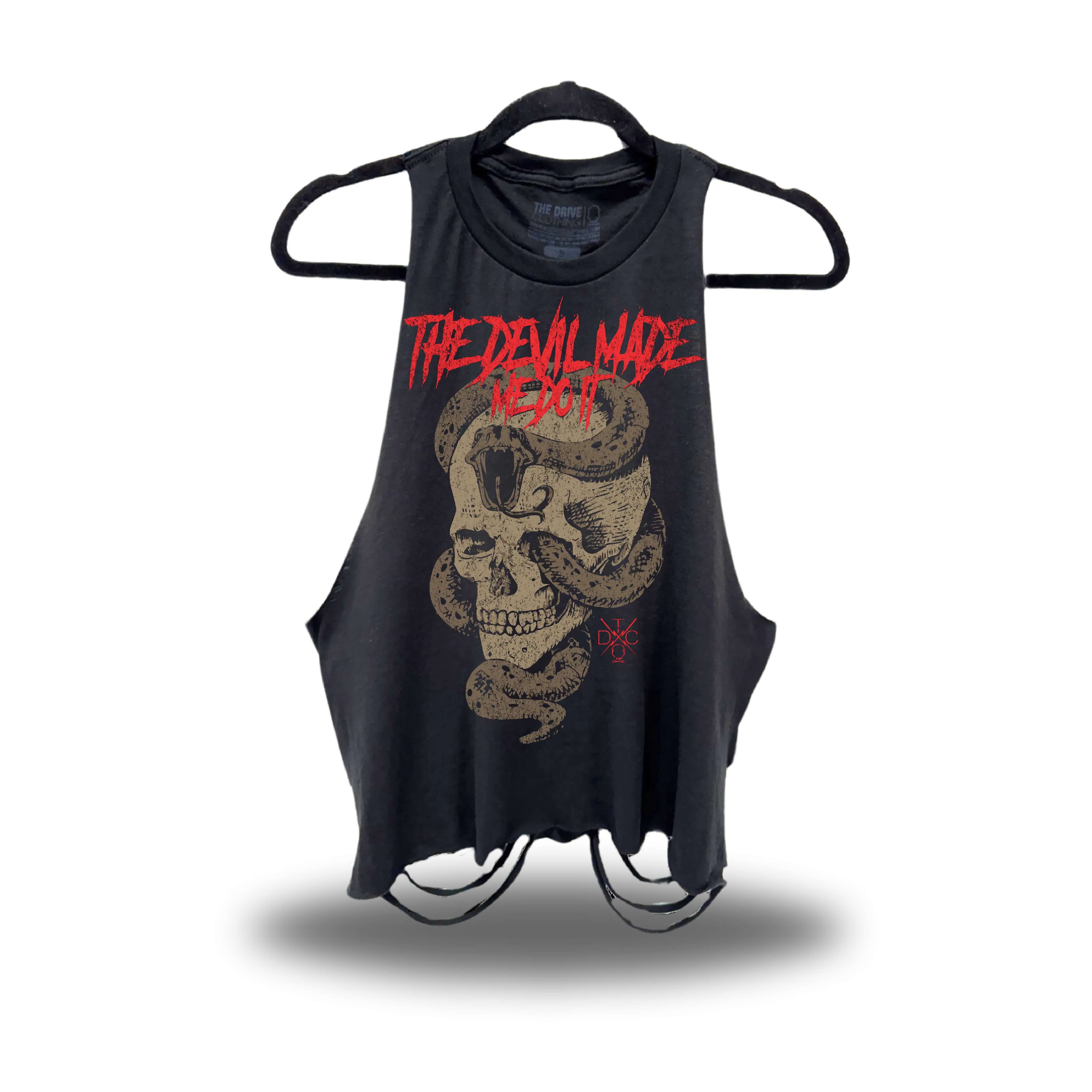 TheDriveClothing THE DEVIL MADE ME D0 IT Black Crop Tank Top – Women’s Y2K Streetwear Graphic Crop Top, Edgy Biker Grunge Fashion Tank, Oversized Festival Outfit, Casual Summer Cotton Apparel