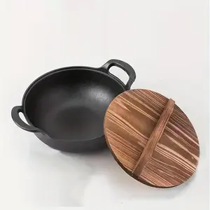 Cast Iron Skillet With Lid - 1pc, Traditional Deep Fry Pan, Dual Handle, No Coating, Durable & Versatile Kitchen Cookware