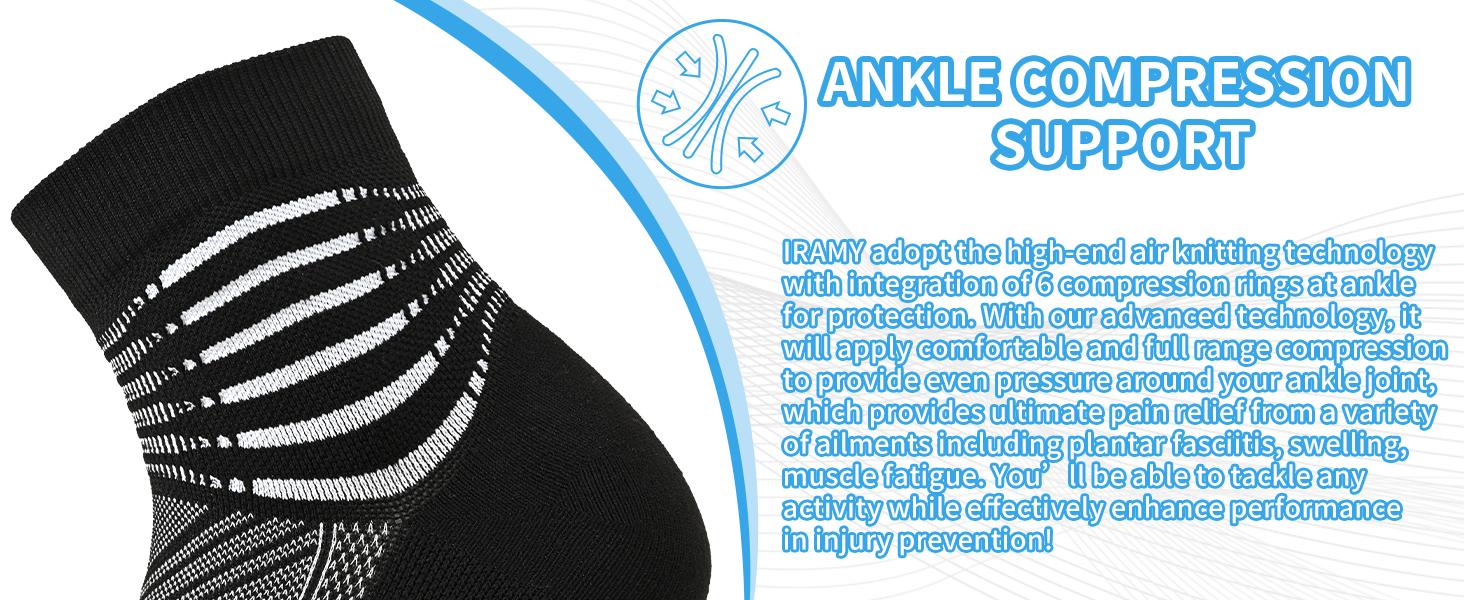 IRAMY Compression Ankle Support Socks Coolmax Wicking Cushioned Athletic Plantar Fasciitis Relief Men Women 6 Pairs IRAMY Compression Ankle Support Socks Coolmax Wicking Cushioned Athletic Plantar Fasciitis Relief Men Women 6 Pairs