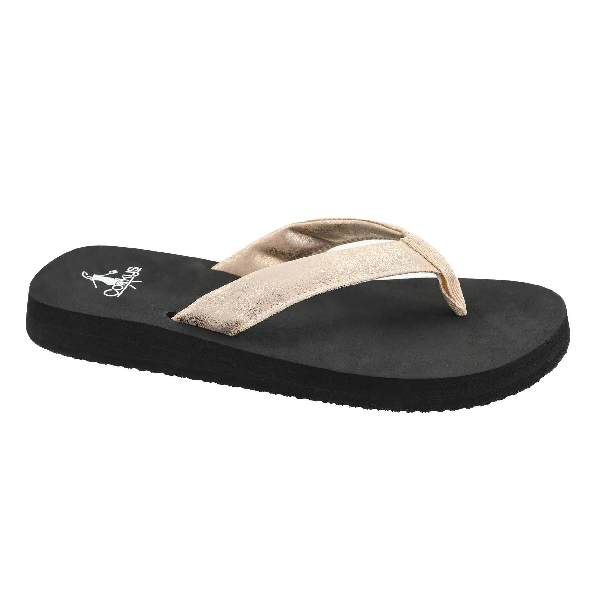 Corkys Summer Plans Gold Metallic Flip Flops