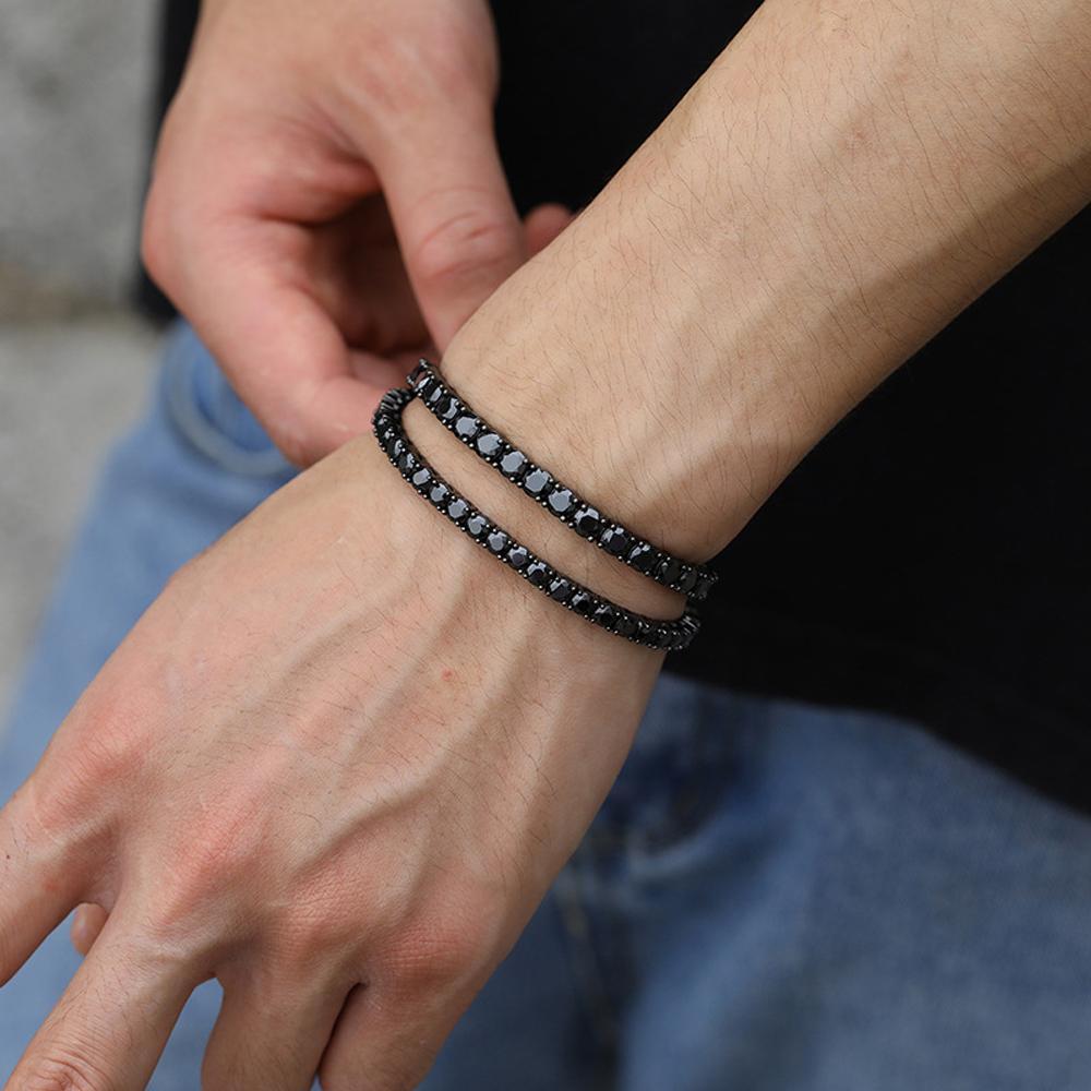 GRA Certified 3/4/5/6.5MM Black Moissanite Tennis Bracelet for Men Women Original 925 Sterling Silver Diamond Bracelets Jewelry