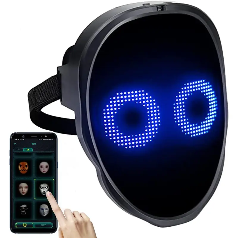 Led Mask,  App Controlled Halloween , Luminous Mask for Adults, Light up Costumes