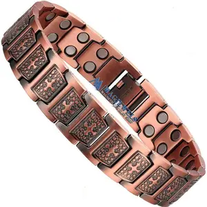 Men Cross and Dot Pure Solid Copper Magnetic Bracelet Christian Cross Bracelet