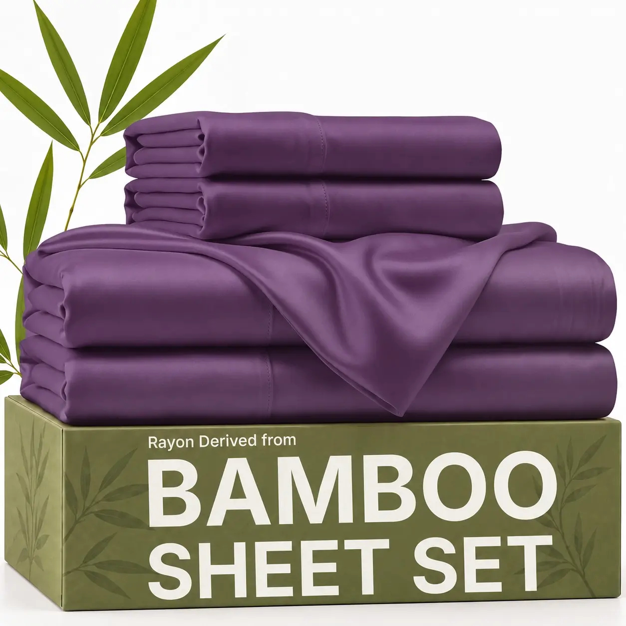 MUXHOMO Extra Deep Pocket Bamboo Sheets - 6 Pcs Breathable & Cooling Bed Sheet Set, Hotel Luxury Fitted Soft Wrinkle-Free For Mattresses, Room Decor, Twin/Full/Queen/King Size Pillowcase Sets,back to school,back to school shopping,home decor