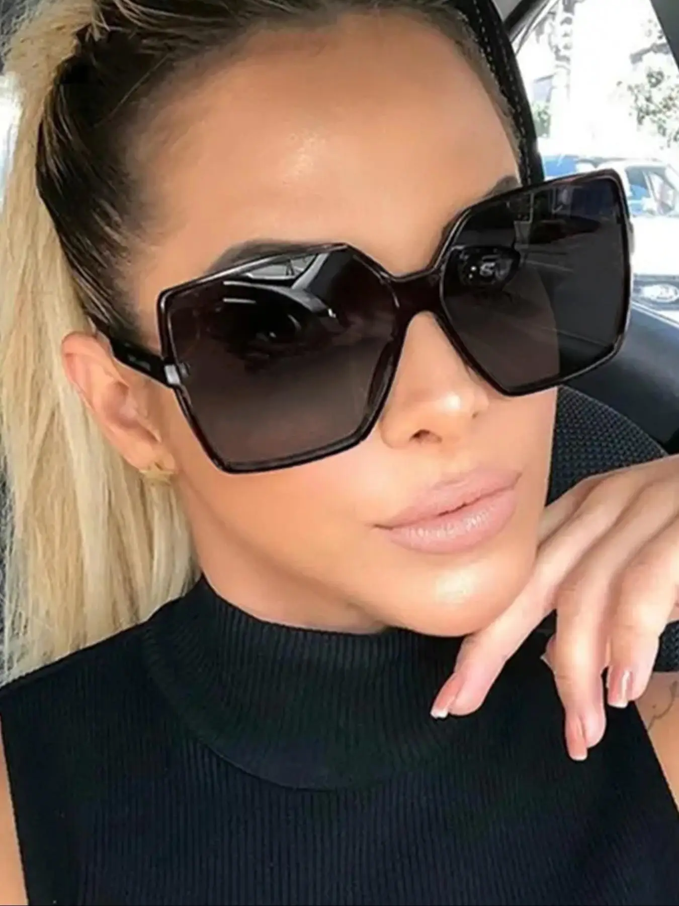 Women's Summer 2024 Elegant Oversized Square Frame Sunglasses, Trendy Casual Sunglasses for Everyday Use, Fashionable Accessories for Outdoor Activiti