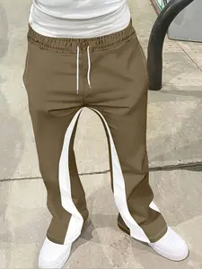 Men's Loose Fit Flare Leg Pants, Casual Streetwear Joggers, Vintage Hip Hop Long Trousers, Casual Stretch Waist, 3D Print Design, Sporty Fashion, Casual Fitted Trousers