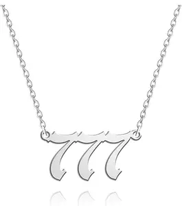 Silver Number Necklace with Unique Numbers Design Alloy Silver Plated Chain & Link Type Jewelry Accessory for Numerology Lovers