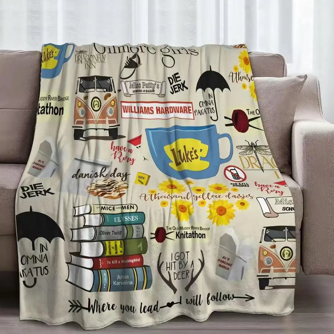 Cozy Fuzzy Plush Gilmore Girls Flannel Throw Blanket Ultra Soft Fleece Blanket Suitable All Seasons for Couch Bed Sofa Bedroom Living Room Dorm Perfect Christmas Valentine Gift