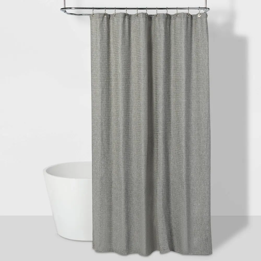 72"x84" Extra Long Waffle Weave Shower Curtain Gray - Threshold 72"x84" Extra Long Waffle Weave Shower Curtain Gray - Threshold