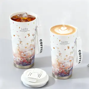 Portable Leak-Proof Hand-Flush Coffee Cup, Dual-Wall Vacuum Insulated Mug Tumbler, Office School Home Camping Travel Party Gift, Teabag Included