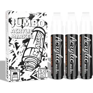 Markers 3 Pack, 15mm Wide Tip Permanent Graffiti Markers White, 3-IN-1 Nib  Quick Dry Multi-Surface Art Pens for Canvas Glass  Rock Poster Calligraphy