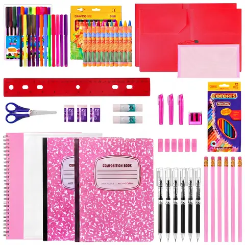 34/39 Pcs Grades K-5 Back to School Supplies Kit, School Essentials Bundle for Student Include Pencils Notebook Highlighter and More, Preparing for Back to School