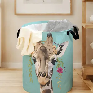 Laundry Basket with Giraffe Print Design, Durable Fabric with Handles, Large Capacity Folding Laundry Storage Basket, Ideal for Laundry and Toy Organization