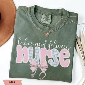 Labor And Delivery Nurse T-Shirt - Comfort Colors Bow Graduation Gift For L&D Nurse Labor And Delivery Unit