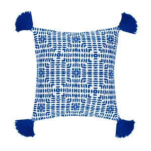 Cote Knit Decorative Pillow Blue/White - Rochelle Porter: Geometric Bohemian Square, 20"x20", Indoor, Hidden Zipper