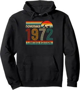 November 1972 Limited Edition Classic 1972 Vintage Birthday Pullover Hoodie