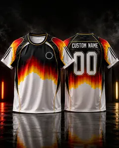Custom Name Number Black Red Gold Retro Football Fan Jersey, Pixel Gradient 3D Soccer Shirt, Short Sleeve Athletic Sports Tee for Men Women