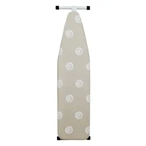 Mainstays Full‑Size T‑Leg Ironing Board – 53" x 14", Adjustable Height, Steel Frame, Thick Padded Cotton Cover, Non‑Slip Feet, Beige