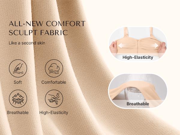 SHAPELLX Bare Essentials Skin Flow Front-Zipper Wireless Bra SHAPELLX Bare Essentials Skin Flow Front-Zipper Wireless Bra