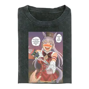 Comfort Colors Gold Ship Uma Musume Drinking T-Shirt – Cute Manga Anime Graphic Tee, Video Game Shirt Unisex