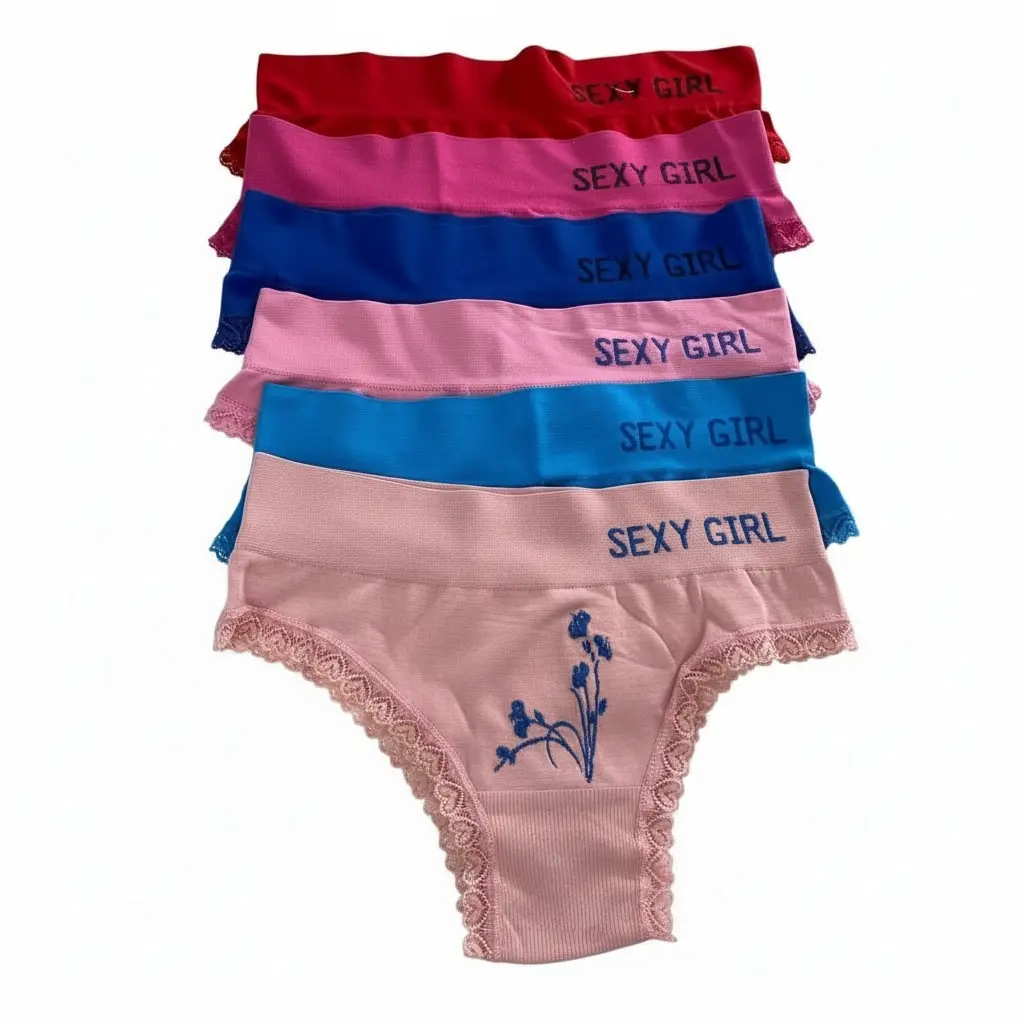 12 Pack Women's Seamless Briefs, Colorful Solid Pattern 12 Pack Women's Seamless Briefs, Colorful Solid Pattern