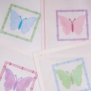 Blue Butterfly | Hand-Painted Needlepoint Canvas | 18 Mesh | Made to Order | Canvas Only