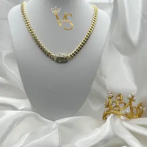 Valdes Luxury Cuban Link Monaco Chain Necklace, 14K Gold Plated, High Quality Everyday Wear