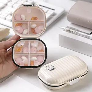Mini Travel Pill Box with Multiple Compartments, Aesthetic Sealed Pill Organizer for Daily Medicine Storage
