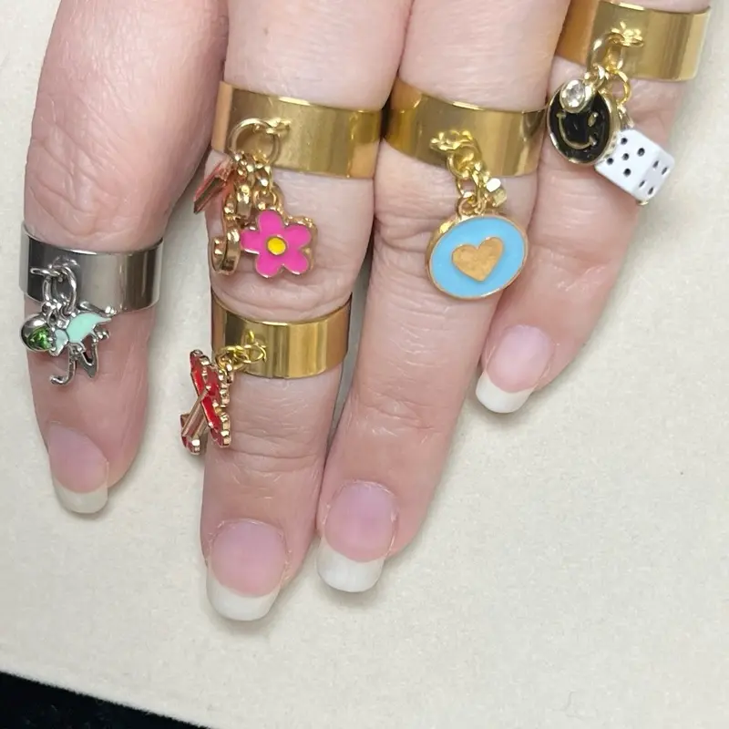 Custom Adjustable Charm Ring with Colorful for Stylish Accessory Dainty Fashionable
