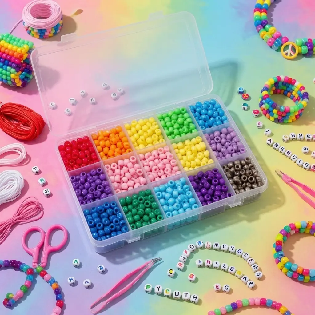 2400 PCS Bracelet Making Kit – 56 Vibrant Colors Pony Beads + 1400 Kandi Beads + 1000 Letter Beads with Organizer Box | DIY Friendship Bracelet Jewelry Craft Kit for Teens, Girls & Kids Gift Set