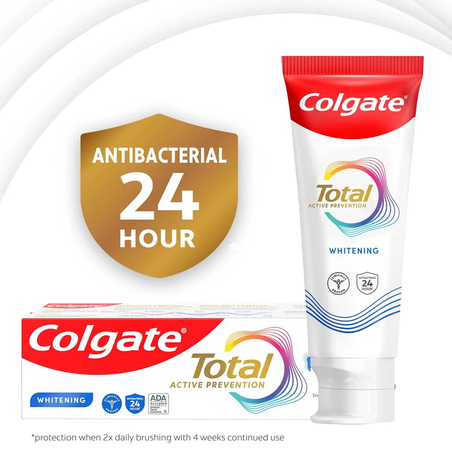 Colgate Total Active Prevention Travel Toothpaste 5.1oz Whitening with Fluoride Antibacterial Mint Clinically Proven Gum Health Oral Care - Daily