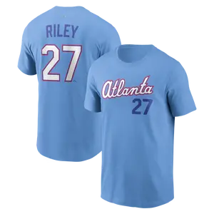 Men's Baseball Braves Team Austin Riley 2026 City Connect Name & Number T-Shirt - Light Blue