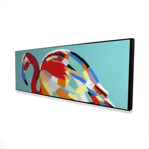 Begin Home Decor 2081-2060-AN233 20 x 60 in. Abstract Flamingo - Turquoise Framed Canvas for Home Decor