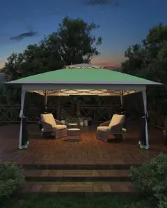 Olive Green Tent 13x13, Pop Up Gazebo Tent Easy Setup with 4 Sand Bags for Backyard Garden Patio,Mosquito Netting & Height Adjustable Outdoor Lounge Design Modern