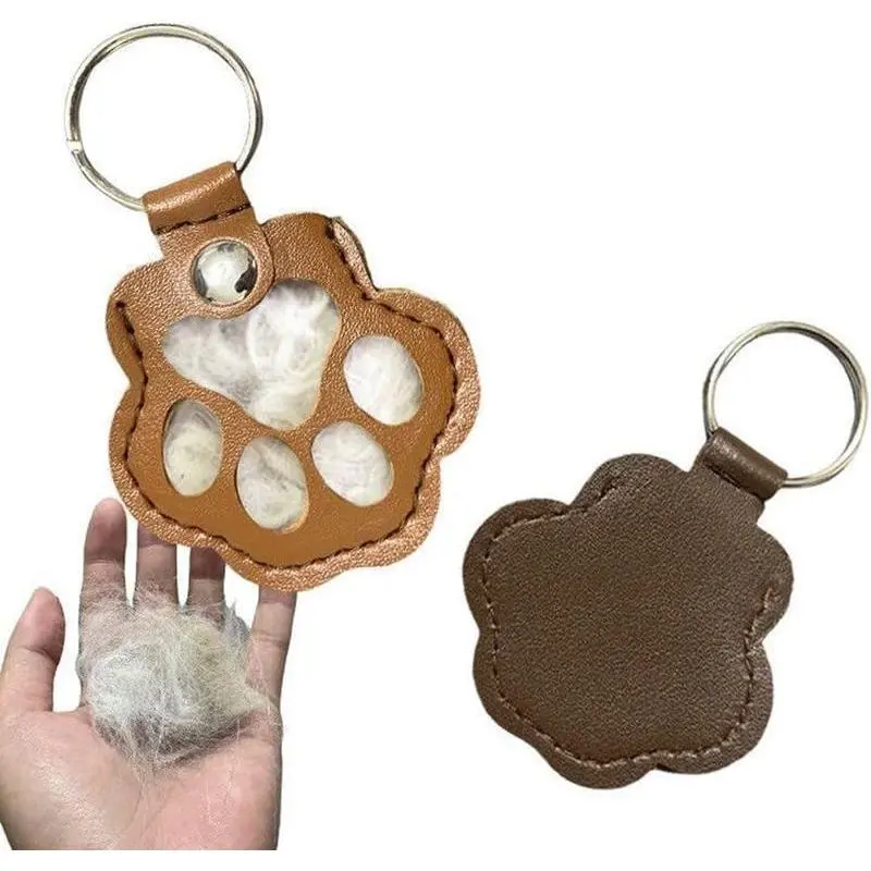 Pet Hair Keychain Set - 4-Pack Paw-Shaped Plain Glass Mirror Animal Motif Paw Emblem Memorial Hangers, Pet Owner Memorial Gift, Animal Motif Keychains, Paw Emblem Keychains