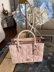 Pre-owned coach Leather Tote Bags Blush Monogram Small Tote with Adjustable Strap NWT