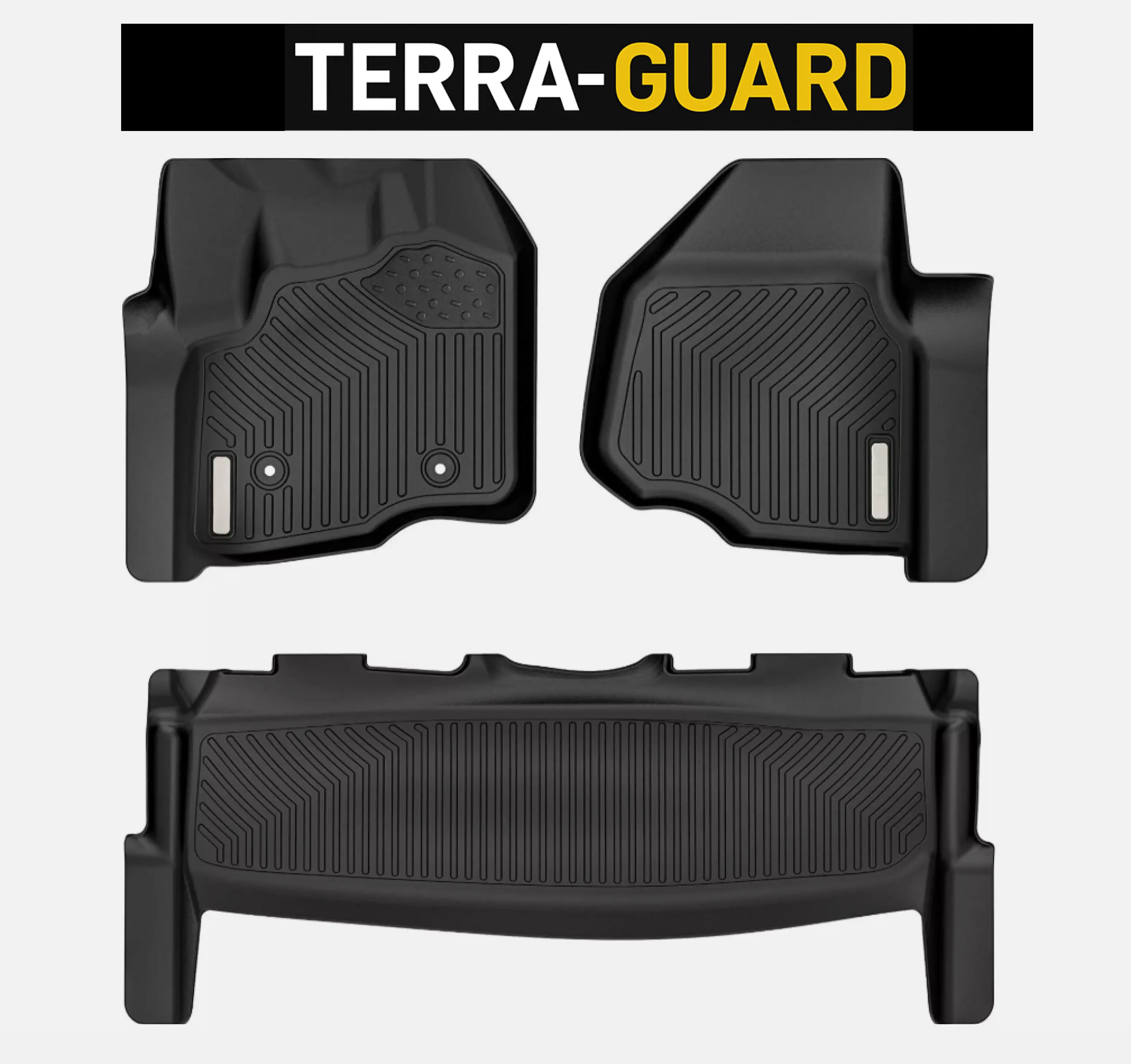 TerraGuard Floor Mats TPE Fit for 2012-2016 Ford Super Duty F-250 F-350 F-450 SuperCrew / Crew Cab