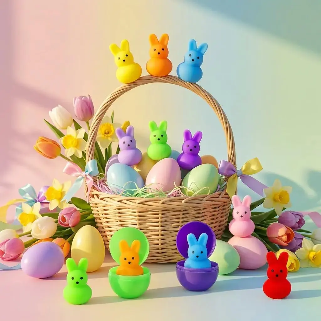 24 Pack Easter Bunny Mochi Squishy Toys Easter Basket Stuffers Bunny Squishies Fidget Toys Easter Egg Fillers Easter Gifts Party Favors for Kids