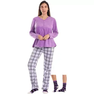 Just Love Womens Ultra-Soft Pajama Pant Set with Matching Socks - 3 Piece Micro Fleece PJ Set 6732-10441-L