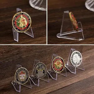 10 Transparent Acrylic Display Stands, Modern Card Coin Frame Holder, Home Office Decor, Medal Badge Stand, Christmas New Year Gift